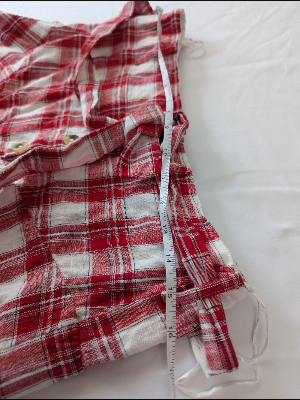 Free People Red and White Plaid Maxi Skirt with Side Bow And Matching Crop Top - Picture 9 of 12